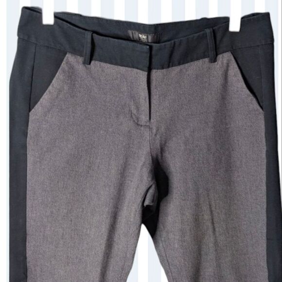 Vintage Mossimo Grey Black Mid Rise Stretch Cropped Tuxedo Trousers Size 12 - Picture 3 of 12